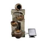 Grey Polyresin Solar Power Water Fountain with Lights - 4 Tier