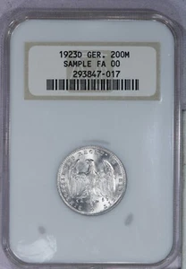 1923D Germany GER. 200M 200 Mark NGC Fatty Sample Old Holder - Picture 1 of 2