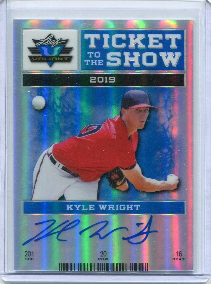 2017 Leaf Valiant Blue Ticket to the Show Blue Kyle Wright Auto 9/35 - Image 1 of 1