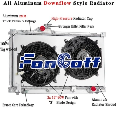 3 Row Radiator&Shroud Fan For 1999-2005 Lexus IS200 IS300 2.0L/3.0L Manual 2000 — 第 1/4 张图片