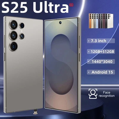 Novo Smartphone S25 Ultra 5G 7,3 polegadas Desbloqueado de Fábrica 12GB+512GB Celulares Android - Imagem 1 de 4