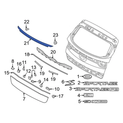 For Kia Sportage 2017-2022 Kia 87371D9030 Rear Lower Liftgate Finish Panel Foto 1 de 2