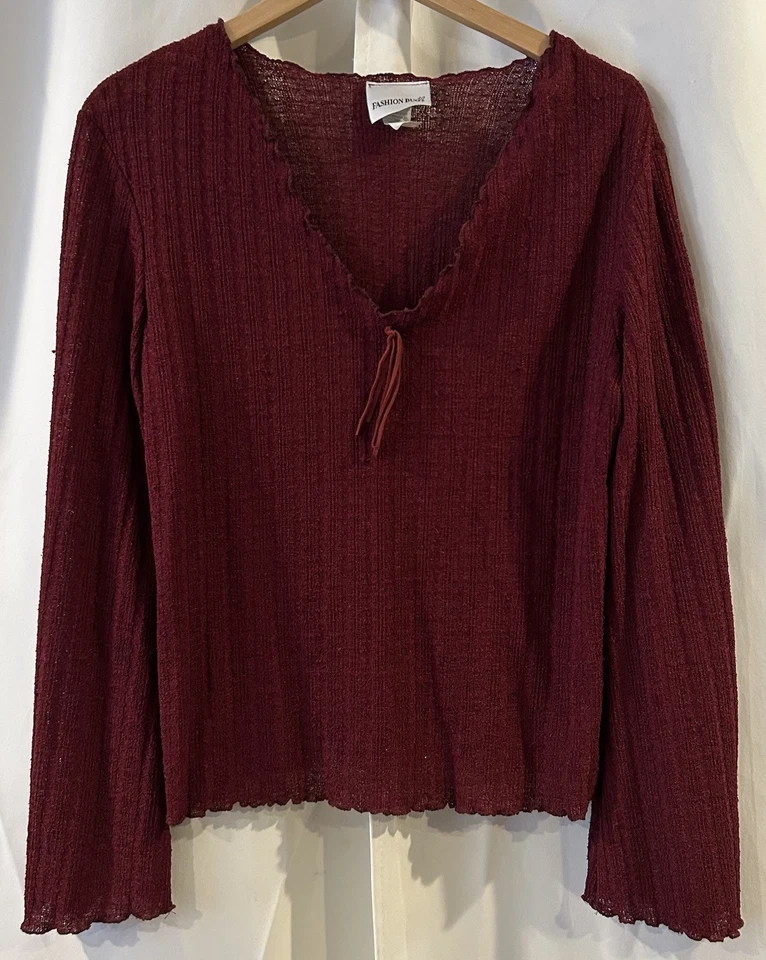 Fashion Bug Women's Red Long Sleeve Vintage y2K Blouse SZ XL - Image 1 of 4