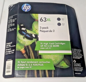 HP 63XL Black Ink 2-Pack OEM High Yield Cartridges Exp 03/2020 Genuine Sealed - Picture 1 of 4