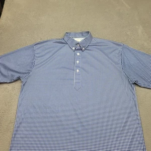 Collars And Co Oxford Button Down Collar Polo Mens XL Blue White Gingham Golf - Picture 1 of 11