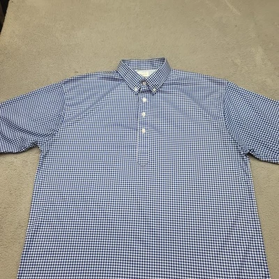 Collars And Co Oxford Button Down Collar Polo Mens XL Blue White Gingham Golf - Image 1 of 4