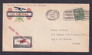 Canada 1929 FFC First Flight Cherry Red Airline Albert-Isle a la Crosse Xmas Day - Picture 1 of 2