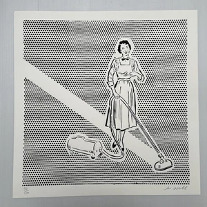 Joe Webb Signed 54/100 Ltd Edition Screen Print Retro Vacuuming Woman Pop-art - Picture 1 of 10
