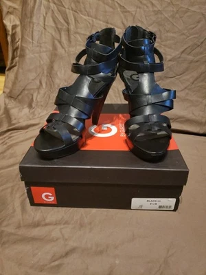 Sandalias negras de tacón alto para mujer G by GUESS GGHazzel, talla 8,5 M Foto 1 de 4