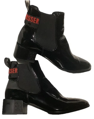 *  Orsser Women’s Sz 8 US/39 EU Patent Leather Elastic Ankle Boots /bootie - Image 1 of 4