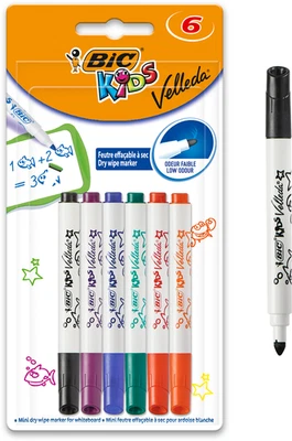 BIC Kids Mini Velleda Whiteboard Marker Feine Kugelschreiber | 6er-Pack - Bild 1 von 4