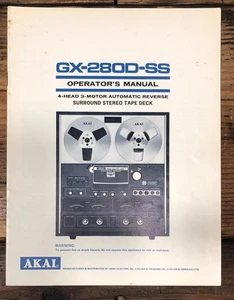 Akai GX-280D SS GX-280D-SS Reel to Reel Owners / User Manual *Original* - Picture 1 of 1