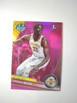 2023-24 Bowman University Chrome Pink Refractor  Omaha Biliew (RC) No Scratches - Image 1 of 2