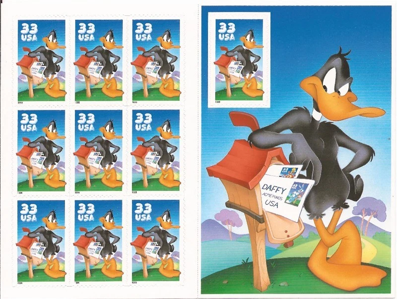 US Stamp -1999 Daffy Duck -10 Stamp Sheet - Scott #3306 - Image 1 of 1