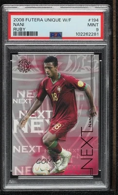 2008 Futera World Football 独特 Next Ruby /225 Nani #194 PSA 9 完好 — 第 1/2 张图片