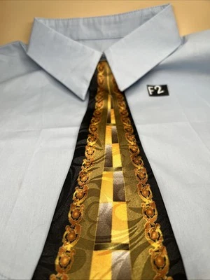 Gravata Avanti Uomo dourada/preta 57” X 3,75” - Imagem 1 de 4