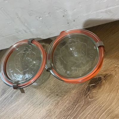 WECK Rundrand-Glass 100 Tarro Transparente Lata 370 ml Fresa Clips Tapa (Juego de 2) Foto 1 de 4