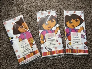 Vintage DORA THE EXPLORER Birthday Party Plastic Tablecovers Tablecloth Lot 3 - Picture 1 of 5