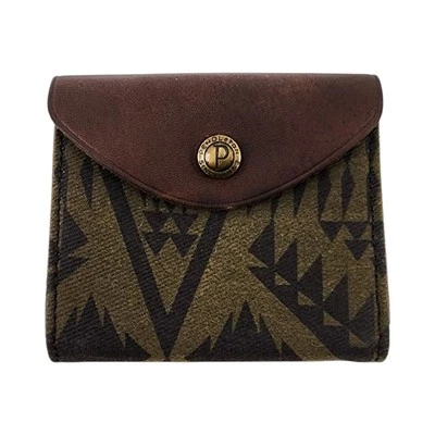 Pendleton Diamond River Men's Snap Wallet Olive New Leather Cotton Twill - Image 1 of 4