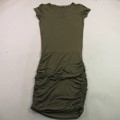 Vestido Camisa Prana Mujer XS Manga Corta Cuello en V Informal Verde Ligero Foto 1 de 4