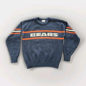 Vintage Cliff Engle Chicago Bears Sweater Large Wool Blend Blue Mike Ditka - Picture 1 of 6