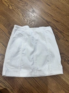 Free People Skirt Womens 4 White High Waist Mini Cotton Blend Fitted Casual - Picture 1 of 4
