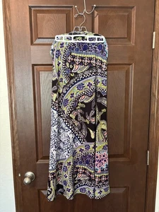 Minx Long Skirt with Fold Over Waistband Machine Washable Size Med. Multicolor - Picture 1 of 3