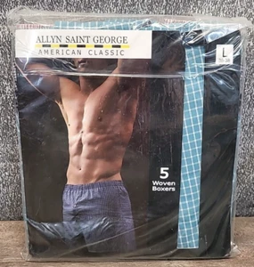 3 Packs Allyn Saint George Men's Large 36-38 Five Woven Boxers Sealed Vtg - Picture 1 of 5