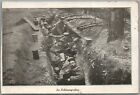 GERMAN WWI ERA MILITARY SCENE REST in TRENCHES ANTIQUE POSTCARD 