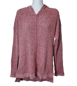 Lands End Strickjacke Pullover Damen Große 14 16 Vollmeliert Rot Leinenmischung - Bild 1 von 12