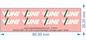 VLine Passenger Carriage Logos - White - HO (1/87) N (1/160) - Water Decal - Picture 1 of 3