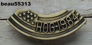 ⭐"RARE" 1984 HARLEY DAVIDSON OWNERS GROUP HOG H.O.G NOTCHED ROCKER VEST PIN - Picture 1 of 1