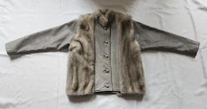 The Designers Boston MA Vintage Custom Gray Lamb Leather White Fox Jacket S - Picture 1 of 7