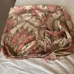 Vintage RALPH LAUREN Twin Fitted Sheet White Sands Coral Southwest 100% Cotton - Picture 1 of 6