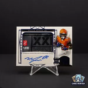 Velus Jones Jr. #PA-VJJ 2022 Leaf Trinity Laundry Tag Patch Auto Navy - Picture 1 of 3
