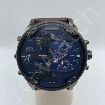 Мужские часы Diesel DZ7314 Mr.Daddy 2.0 темно-синий двойной циферблат коричневая кожа - Изображение 1 из 3