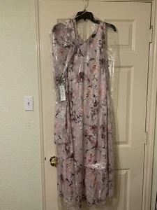Size 16 Petite Tea Length High/Low Floral Print Chiffon Dress with Shawl (2pc) - Picture 1 of 1