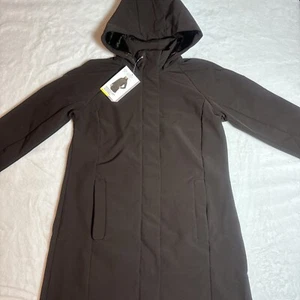 Mondetta Women's Softshell Water Resistant Long Hooded Jacket Brown Size S - Picture 1 of 12