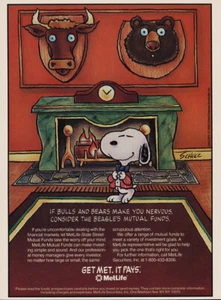 1993 MetLife: Bulls and Bears Make You Nervous Snoopy Vintage Print Ad - Picture 1 of 1