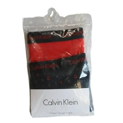 Paquete de 2 calzoncillos boxer lisos/logotipo Calvin Klein para niños - nuevos con etiquetas Foto 1 de 2