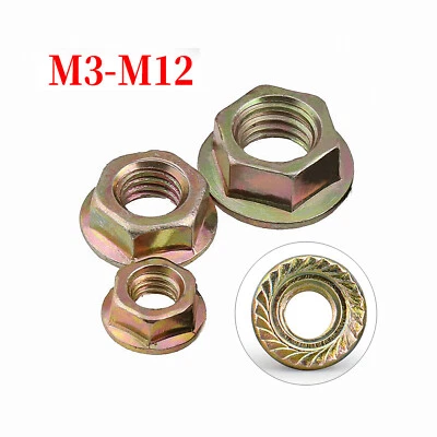 Flanschmutter Farbe Verzinkt Flanschmuttern M3M4M5M6M8M10M12 Bundmutter Metrisch - Bild 1 von 4