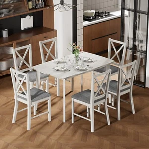 5/7 PCS Dining Table Set for Kitchen Dining Room Bedroom Solid Wood Chairs New - Picture 1 of 30