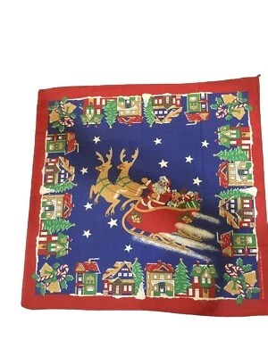 Pañuelo Pañuelo Pañuelo Bufanda Algodón Santa Trineo Casas Foto 1 de 4