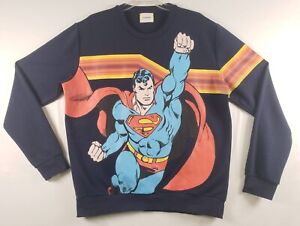 Superman Graphic Sweatshirt Iceberg Size XXL Dark Blue Pullover DC Cotton Blend