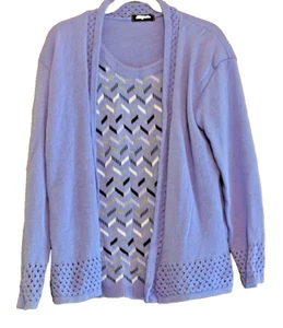 "Lady Ice" Zweiteiler Pullover - Flieder Gr. L/XL Langarm. Acryl - Bild 1 von 2