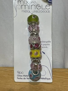 New! Metal Lined Beads 9-Piece String by Darice, Mix n' Mingle, Color: Mix Dots - Picture 1 of 4