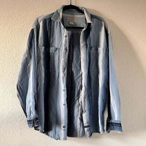 ARIZONA Stripe Denim Button Down Blue White Men Size Medium - Picture 1 of 11