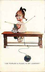 PC KÜNSTLER SIGNIERT MABEL LUCIE ATTWELL I'SE PURLED A PLAIN IN MY JUMPER (a42416) - Bild 1 von 2