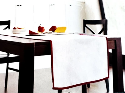 NEW Threshold Linen Christmas Table Runner White with Red Velvet Edge 20"x90" - Image 1 of 4