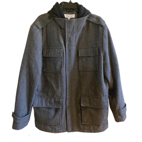 Michael Kors grigio grigio spesso giacca lana isolata uomo grande cappuccio nero